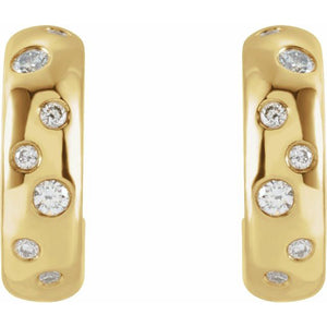 14K Yellow 1/10 CTW Natural Diamond Huggie Earrings