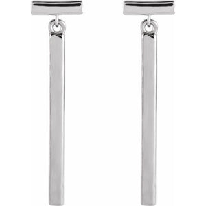 14K White Articulated Bar Earrings