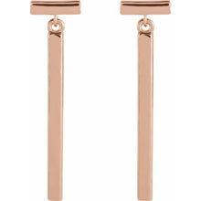 Load image into Gallery viewer, 14K Rose Articulated Bar Earrings
