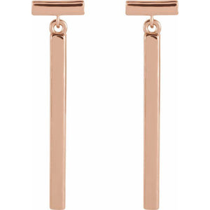 14K Rose Articulated Bar Earrings