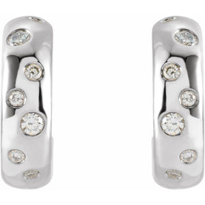 14K White 1/10 CTW Natural Diamond Huggie Earrings