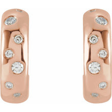 Load image into Gallery viewer, 14K Rose 1/10 CTW Natural Diamond Huggie Earrings
