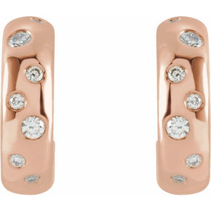 14K Rose 1/10 CTW Natural Diamond Huggie Earrings