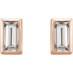 Micro Bezel-Set Baguette Earrings