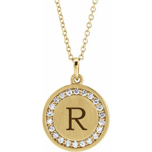 Engravable Diamond Disc Necklace