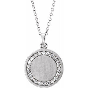 Engravable Diamond Disc Necklace