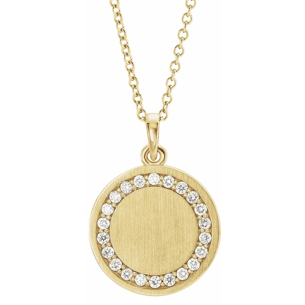 Engravable Diamond Disc Necklace