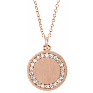 Engravable Diamond Disc Necklace