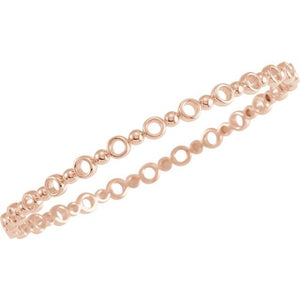 14K Rose 4.4 mm Geometric Bangle 7" Bracelet