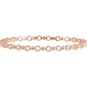 14K Rose 4.4 mm Geometric Bangle 7" Bracelet