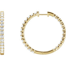 Load image into Gallery viewer, 14K Yellow 3 CTW Natural Diamond Inside-Outside Hinged 30 mm Hoop Earrings
