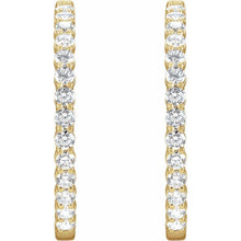 Load image into Gallery viewer, 14K Yellow 3 CTW Natural Diamond Inside-Outside Hinged 30 mm Hoop Earrings
