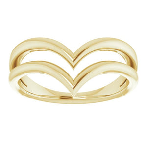 14K Yellow Double V Ring