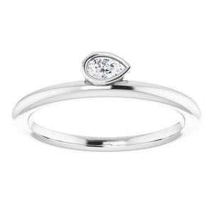 Pear Diamond Asymmetrical Stackable Ring