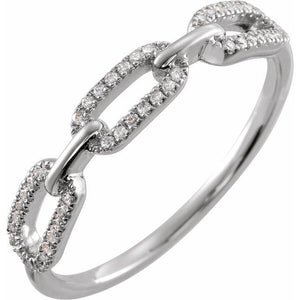 14K Rose 1/6 CTW Natural Diamond Chain Link Ring