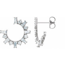 Load image into Gallery viewer, Baguette Diamond Front-Facing Hoop Earrings

