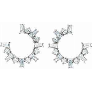Baguette Diamond Front-Facing Hoop Earrings