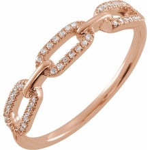 Load image into Gallery viewer, 14K Rose 1/6 CTW Natural Diamond Chain Link Ring
