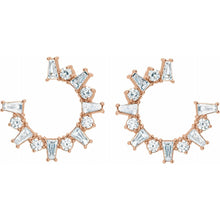 Load image into Gallery viewer, Baguette Diamond Front-Facing Hoop Earrings
