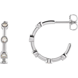 Natural Diamond Bezel-Set Hoop Earrings