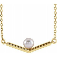 Load image into Gallery viewer, Pearl V-Bar Necklace
