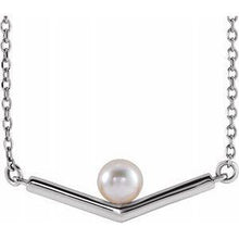 Load image into Gallery viewer, Pearl V-Bar Necklace
