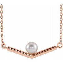 Load image into Gallery viewer, Pearl V-Bar Necklace
