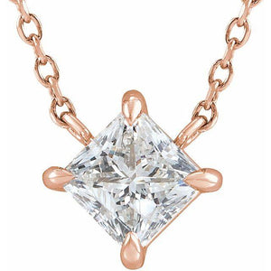 Princess Cut Diamond Solitaire Necklace