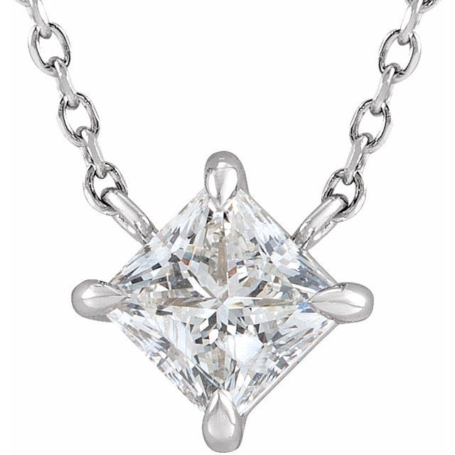 Princess Cut Diamond Solitaire Necklace