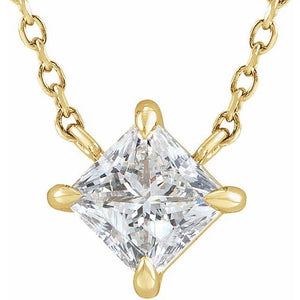 Princess Cut Diamond Solitaire Necklace