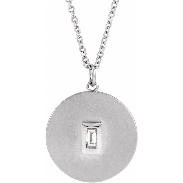 14K White .08 CT Diamond Disc 16-18" Necklace