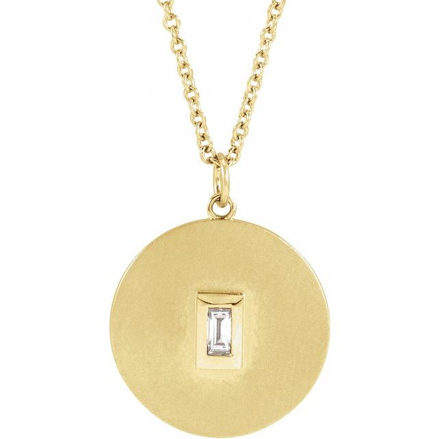 14K Yellow .08 CT Diamond Disc 16-18" Necklace