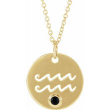 Load image into Gallery viewer, 14K Yellow Natural Black Spinel Aquarius Zodiac 16-18&quot; Necklace

