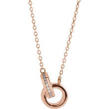 Load image into Gallery viewer, 14K Rose .08 CTW Natural Diamond Interlocking Circle 18&quot; Necklace
