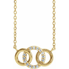 Load image into Gallery viewer, 14K Yellow .05 CTW Natural Diamond Interlocking Circle 18&quot; Necklace
