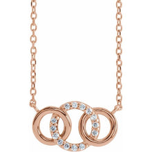 Load image into Gallery viewer, 14K Rose .05 CTW Natural Diamond Interlocking Circle 18&quot; Necklace
