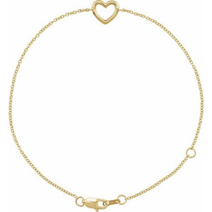 14K Yellow Heart 6 1/2-7 1/2" Bracelet