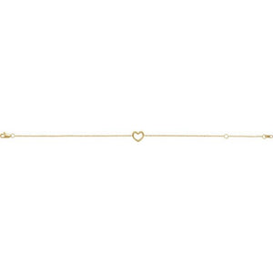 14K Yellow Heart 6 1/2-7 1/2" Bracelet