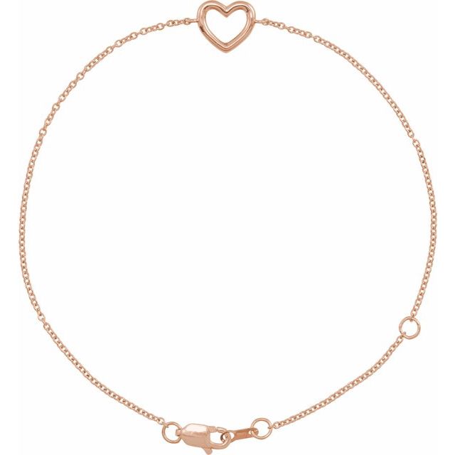 14K Rose Heart 6 1/2-7 1/2