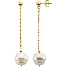 Load image into Gallery viewer, White Freshwater Pearl Chain Earrings
