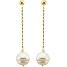 Load image into Gallery viewer, White Freshwater Pearl Chain Earrings
