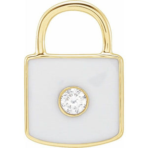 Diamond Enamel Lock Pendant