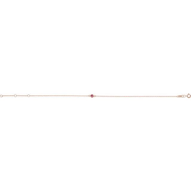 14K Rose Natural Pink Tourmaline Bezel-Set Solitaire 6 1/2-7 1/2" Bracelet