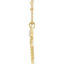 Load image into Gallery viewer, 14K Yellow .06 CT Diamond Dangle &amp; Beaded Cross 20&quot; Necklace
