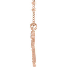 Load image into Gallery viewer, 14K Rose .06 CT Diamond Dangle &amp; Beaded Cross 20&quot; Necklace
