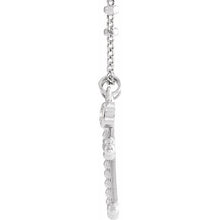 Load image into Gallery viewer, 14K White .06 CT Diamond Dangle &amp; Beaded Cross 20&quot; Necklace
