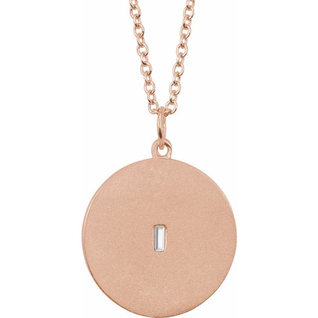 14K Rose .08 CT Diamond Disc 16-18" Necklace