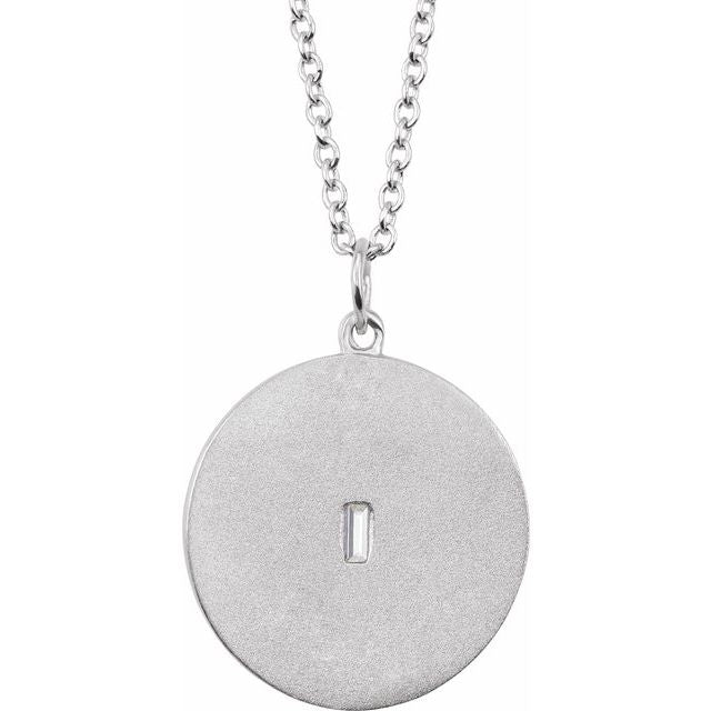 14K White .08 CT Diamond Disc 16-18" Necklace
