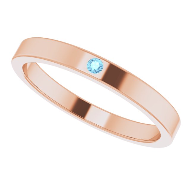 14K Rose Natural Aquamarine Family Stackable Ring