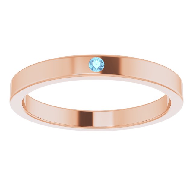 14K Rose Natural Aquamarine Family Stackable Ring